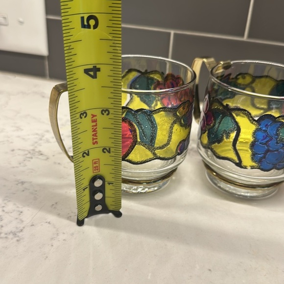 1960's Libbey Hostess Glassware Set 6 Stained Multicolor Fruit Design-New-NOS - Picture 4 of 5